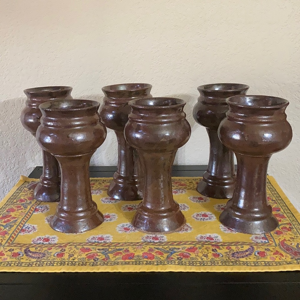 VTG Stoneware Goblets. Handcrafted. (6) 1976